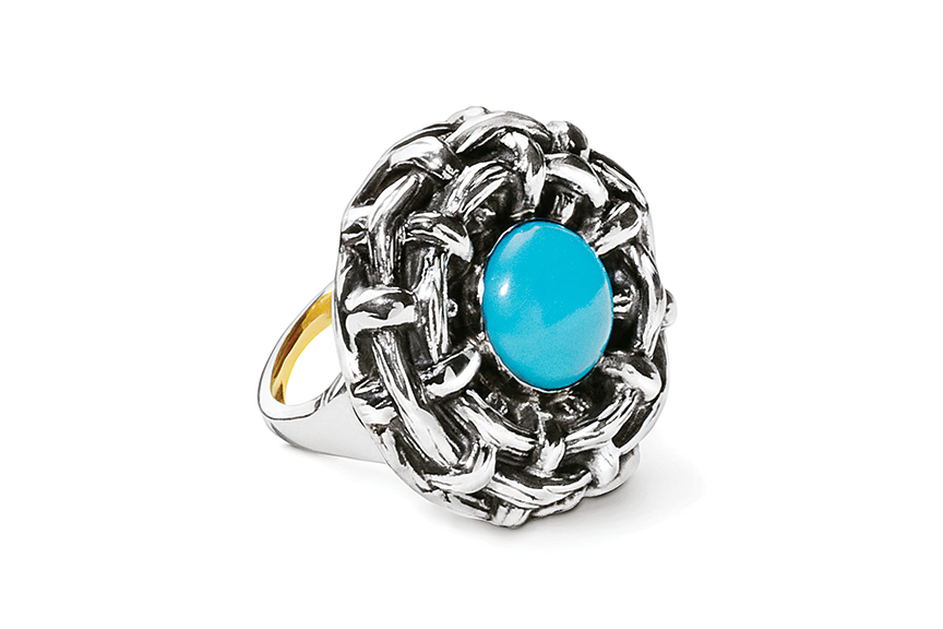 Sterling silver Turquoise Bamboo Ring designed by Michael Galmer. Photography by Zephyr Ivanisi and Oliver Ivanisi of [ZeO] Productions.