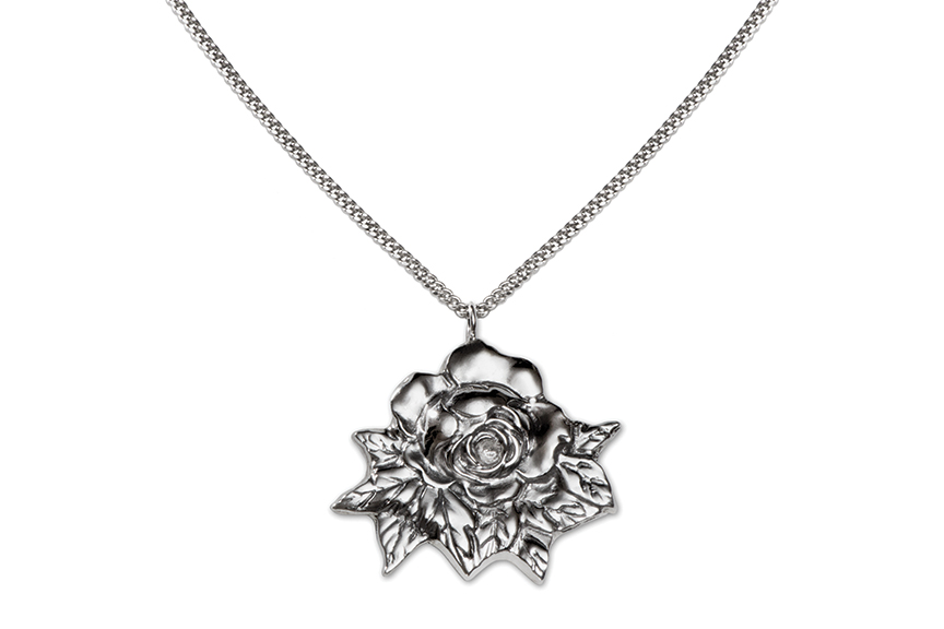 Sterling silver Rose Pendant designed by Michael Galmer. Photography by Zephyr Ivanisi and Oliver Ivanisi of [ZeO] Productions.