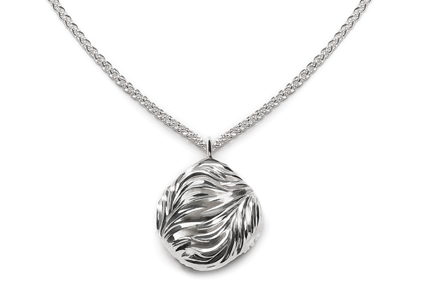Sterling silver Palm Nugget Pendant designed by Michael Galmer. Photography by Zephyr Ivanisi and Oliver Ivanisi of [ZeO] Productions.
