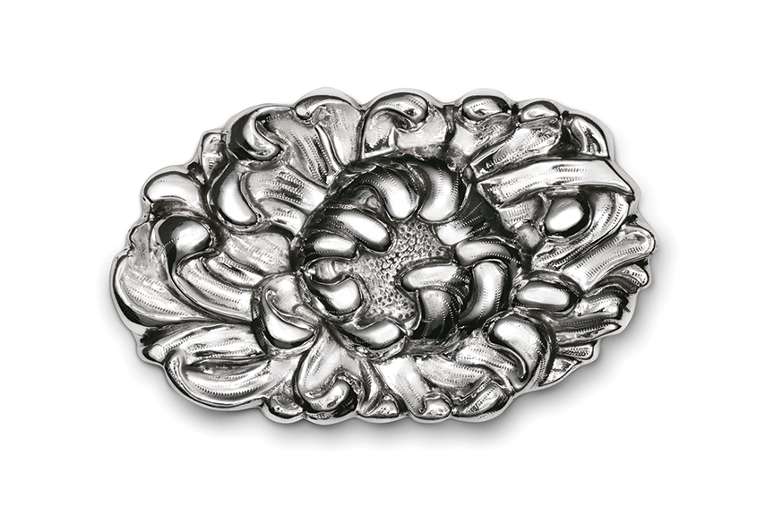 Sterling silver Peony Brooch designed by Michael Galmer. Photography by Zephyr Ivanisi and Oliver Ivanisi of [ZeO] Productions.