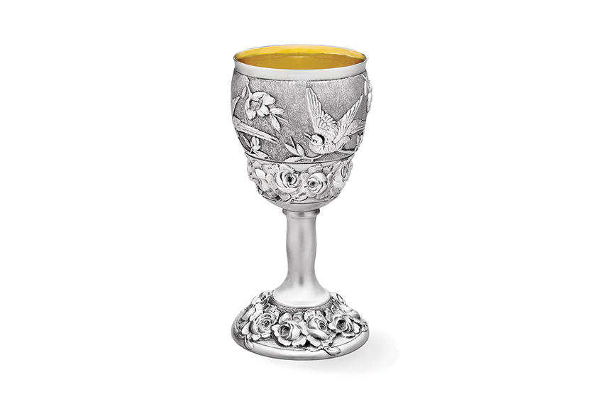 Galmer Silver Rose & Bird Goblet